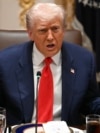 US President Donald Trump speaks at the White House on October 14.