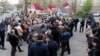 Armenia - Founding Parliament activists rally outside a detention center in Yerevan, 8Apr2015.