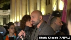 Леван Цуцкиридзе, лидер движения «Площадь свободы» в годовщину проевропейских акций протеста, 26.10.2025