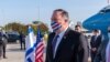U.S. Secretary of State Michael Pompeo wearing a face mask arrives In Israel, May 13, 2020