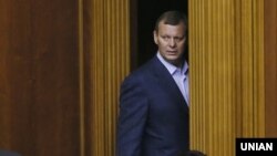 Serhiy Klyuyev stands in the session hall of the Verkhovna Rada in Kyiv in February 2014.