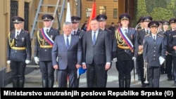 Sastanak ministra unutrašnjih poslova Željka Budimira (desno) i načelnika Glavne uprave Ministarstva unutrašnjih poslova Ruske Federacije za grad Moskvu Olega Baranova, 23. juni 2026.