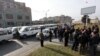 Armenia - Minibus drivers on strike in protest against a gas price increase, Yerevan, 18Dec2014.