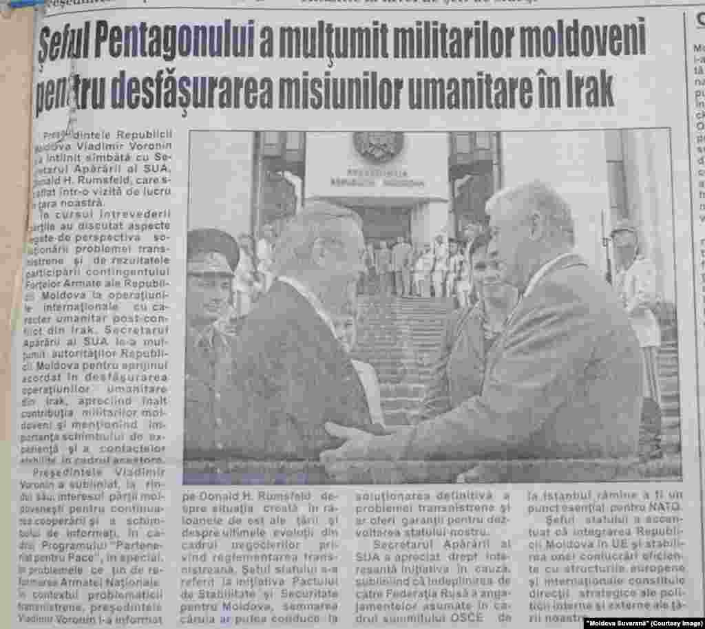 &quot;Moldova Suverană&quot;, 29 iunie 2004, ministrul Apărării al SUA,&nbsp;Donald Rumsfeld, la Chişinău