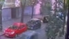 CCTV footage showing the shooting in the western Ukrainian city of Lviv