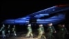 Морские пехотинцы Черноморского флота, выполнявшие задание по охране аэродрома Хмеймим в Сирии, во время торжественной встречи на аэродроме «Бельбек», архивное фото