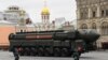 A Russian Yars RS-24 intercontinental ballistic missile system seen in the Victory Day military parade in Moscow.