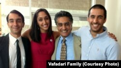 Iranian-American prisoner in Iran Karan Vafadari (2nd R), alongside with his Children Cyrus (R), Andia (2nd L) and Maziar (L), undated. 