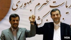 Will Mahmud Ahmadinejad (left) push the candidacy of his right-hand man and hand-picked successor, Esfandiari Rahim Mashaei?