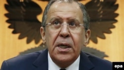 Russian Foreign Minister Sergei Lavrov holds his annual press conference in Moscow, on January 26, 2016