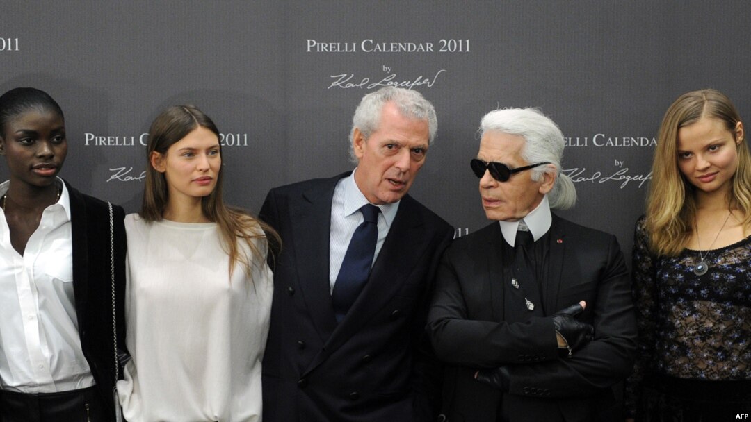 Карл Лагерфельд на презентации календаря Pirelli в Москве