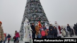 A holiday tree in the Kyrgyz capital, Bishkek