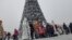 A holiday tree in the Kyrgyz capital, Bishkek