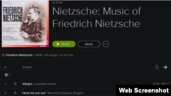 Muzica lui Nietzsche pe Spotify