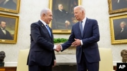 Președintele american Joe Biden și premierul israelian Benjamin Netanyahu, la Casa Albă, în luna iulie a acestui an.