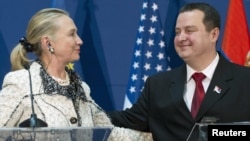 Hilari Klinton i Ivica Dačić na konferenciji za novinare u Beogradu, 30. oktobar 2012.