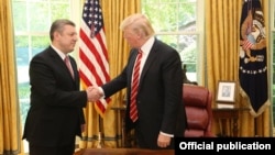 Georgian Prime Minister Giorgi Kvirikashvili meets with U.S. President Donald Trump at the White House on May 8.