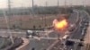 Момент попадания ракеты в шоссе в Израиле