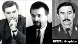 Yury Harauski claims to have been part of a secretive Belarusian Interior Ministry force that in 1999 kidnapped and killed opposition leader Viktar Hanchar (left), businessman Anatol Krasouski (center), and former Interior Minister Yury Zakharanka (right).