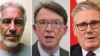 Jeffrey Epstein (stânga), deputatul laburist britanic și fost ambasador al Marii Britanii în SUA, Peter Mandelson (centru) și prim-ministrul britanic Keir Starmer (dreapta) - colaj
