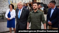 Premierul Marii Britanii, Boris Johnson, în timpul unei vizite de-a sa din Kiev, Ucraina, 17 iunie 2022. 