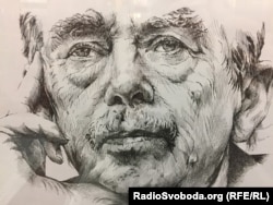 Портрет Вацлава Гавела на виставці «Світ малює Гавела». Прага, 18 грудня 2018 року
