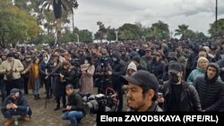 Opposition protesters gather in Sukhumi on December 21.