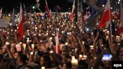 Польшадағы сот жүйесін реформалауға қарсы акция. Варшава, 20 шілде 2017 жыл.