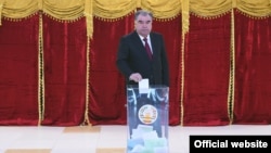 President Emomali Rahmon voting in Dushanbe on March 1.