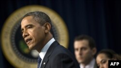 U.S. President Barack Obama makes a statement about the so-called fiscal cliff negotiations from the White House on December 31.