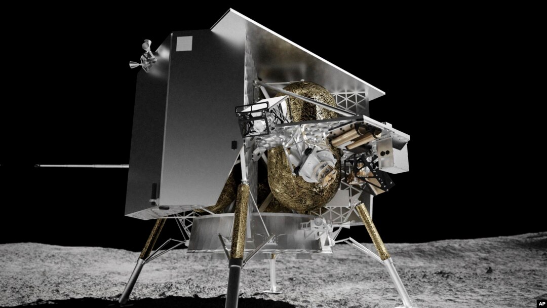 Această ilustrație oferită de Astrobotic Technology în 2024 înfățișează modulul de aselenizare lunar Peregrine pe suprafața Lunii.