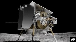 Această ilustrație oferită de Astrobotic Technology în 2024 înfățișează modulul de aselenizare lunar Peregrine pe suprafața Lunii.