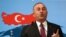TURKEY -- Turkish Foreign minister Mevlut Cavusoglu delivers a speech during the 10th ambassadors' conference at Sheraton Hotel in Ankara, August 13, 2018
