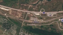 Пробка на выезде из Крыма у моста через Керченский пролив
