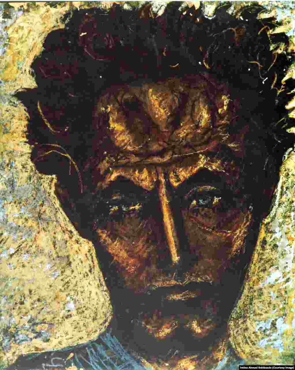 Self-portrait, depicting a tortured soul with a crown of thorns around his head.