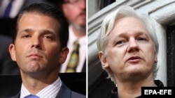 Donald Trump Jr. (left) and WikiLeaks founder Julian Assange (combo photo)