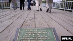 The Freedom Bridge connecting North and South Korea. The two neighbors have never signed a formal peace treaty.