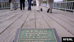 The Freedom Bridge connecting North and South Korea. The two neighbors have never signed a formal peace treaty.