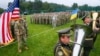 Українські та американські військові на відкритті міжнародних військових навчань Rapid Trident-2021 на Яворівському полігоні. Львівщина, 20 вересня 2021 року