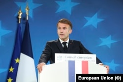 Президент Франції Емманюель Макрон під час саміту Європейської ради в Брюсселі, Бельгія, 16 жовтня 2026 року
