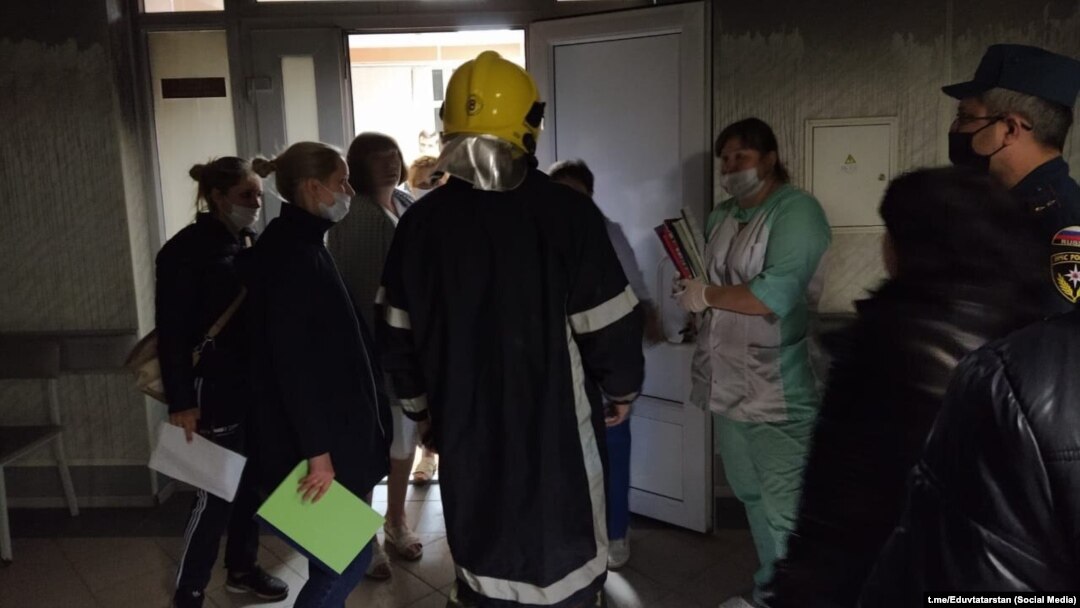 Zelenodolsk administrators said the fire erupted in the vascular ward of the city's Central District Hospital.