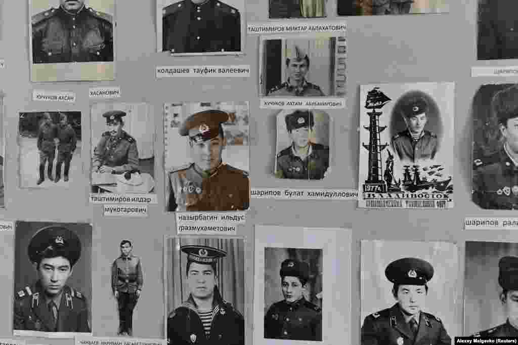 Photos of former students at the school in Sibilyakovo. In its heyday in the 1970s, Sibilyakovo&rsquo;s population was 550. Today, it is just 39.