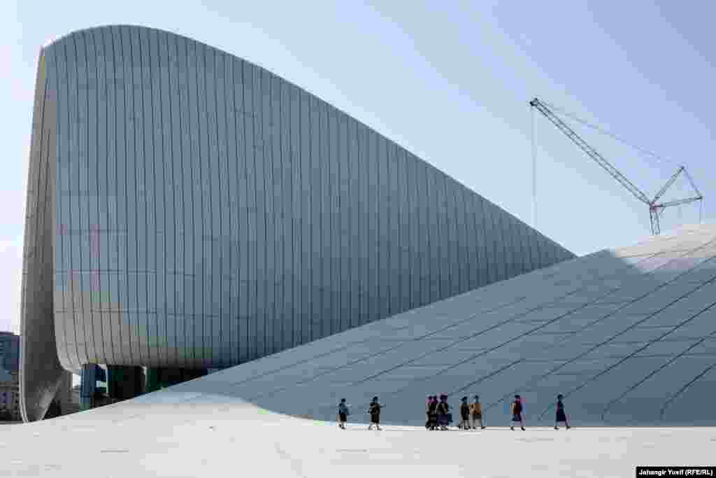 The Heydar Aliyev Cultural Center, opened in 2012, is named after the former president who ruled between 1993-2003, before his son Ilham succeeded him.