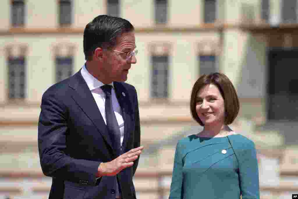 Premierul olandez Mark Rutte alături de Maia Sandu, președinta R. Moldova.&nbsp;