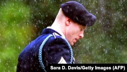 U.S. Army Sergeant Robert Bowdrie Bergdahl leaves the Ft. Bragg military courthouse for a lunch recess after pleading guilty to desertion and misbehavior before the enemy on October 16 in Fort Bragg, North Carolina. 