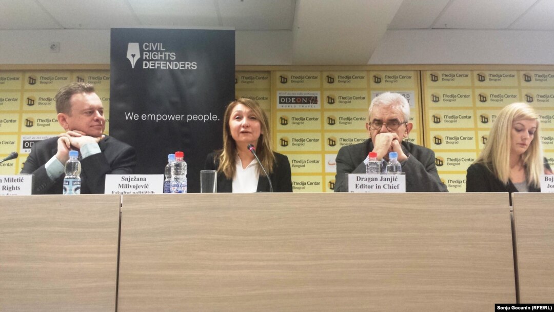 Snjezana Milivojević i Dragan Janjić, na debati u Beogradu 21. marta 2018.