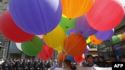 Demonstrație împotriva homofobiei, Kiev, 18 mai 2013.