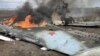 Уламки збитого на Харківщині російського бойового літака Су-35, фото Генштабу ЗСУ від 3 квітня 2022 року