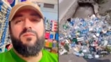 Бахтиёр Сафаров ва акси як маҳалле, ки бачаҳо қабл аз поккории онҷо ба ӯ фиристодаанд.