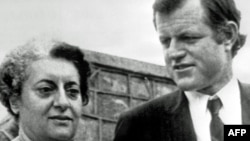 Baş nazir Indira Gandhi ABŞ senatoru Edward Kennedy ilə, 1971